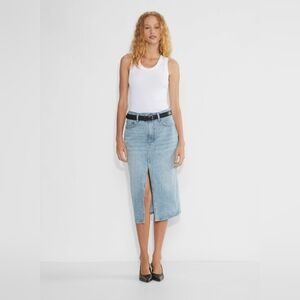 NWT Denim Forum 90s Halle Denim Midi Skirt